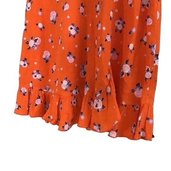 Free People Like A Lady Mini Dress in Orange Floral Print Size Large Sz L - Picture 4 of 11